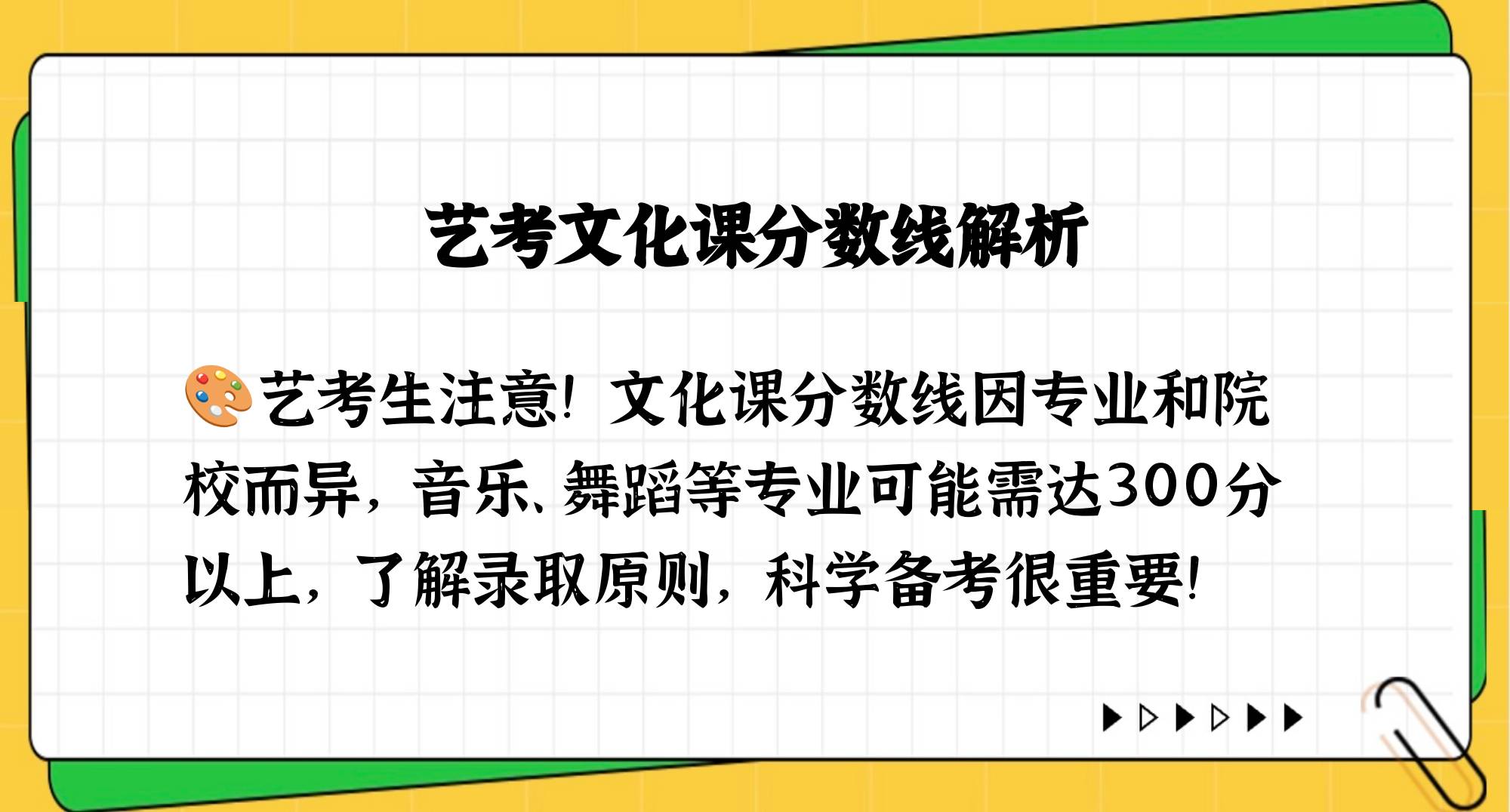 艺考后文化课需达300分吗