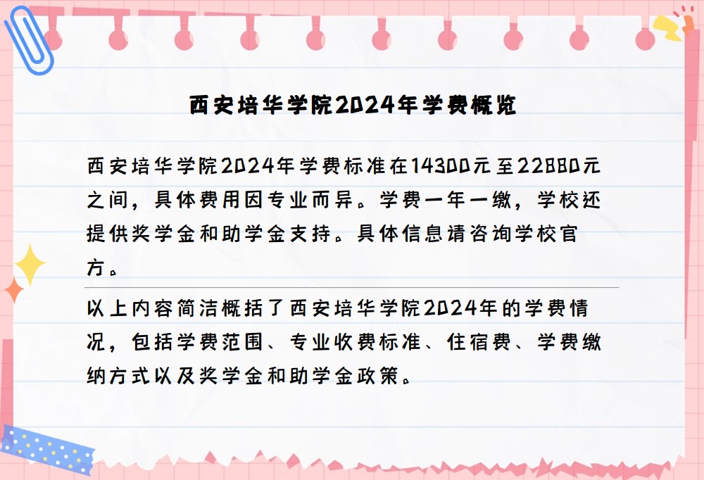 西安培华学院的收费标准是多少