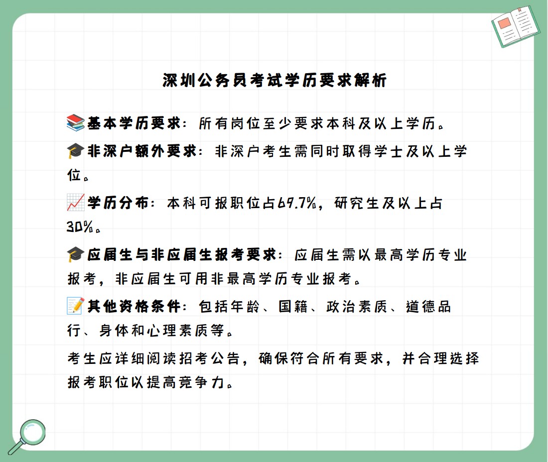 深圳考公务员所需学历要求