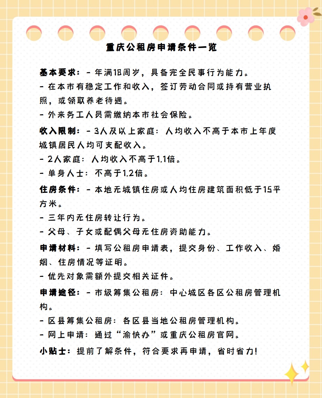 重庆租公租房条件是什么