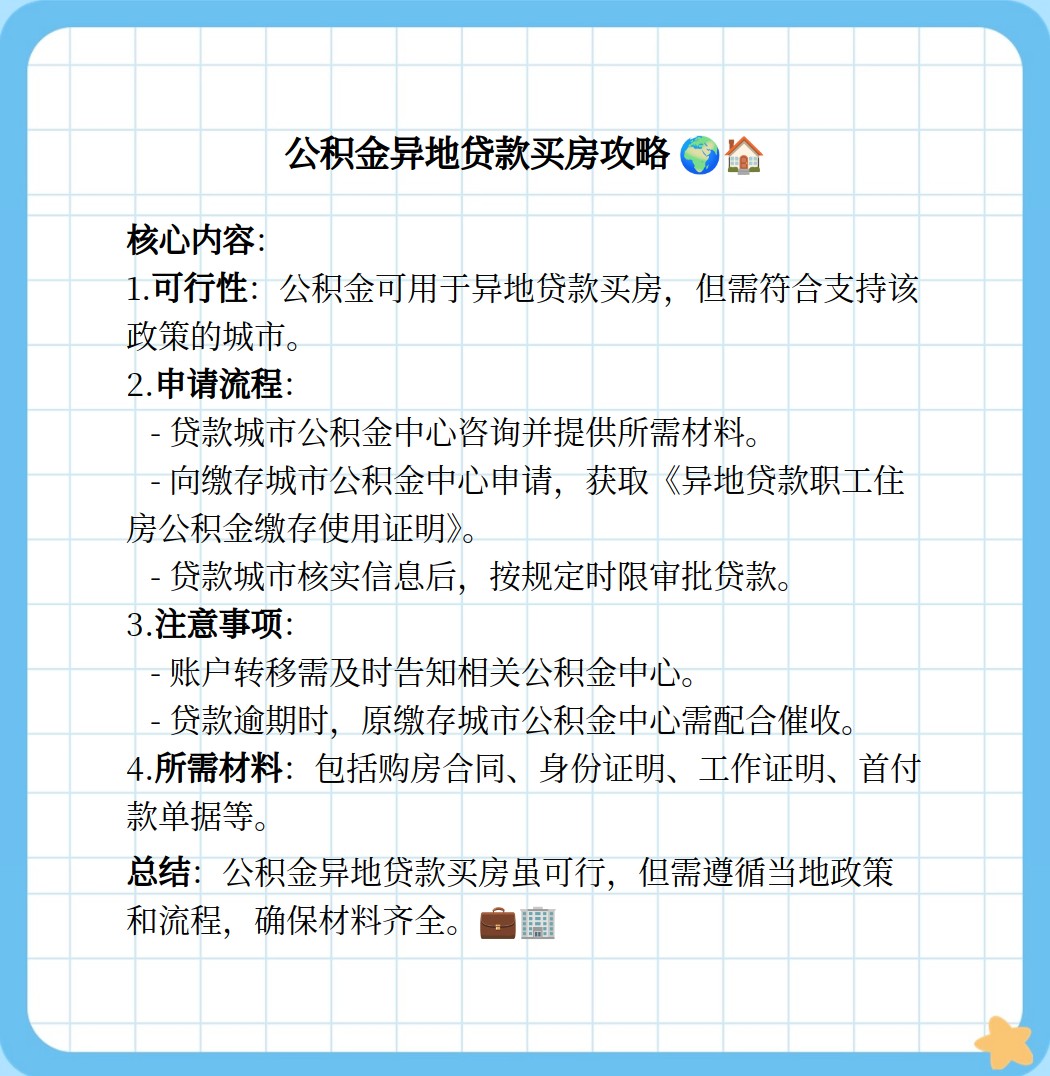 公积金能异地贷款买房吗