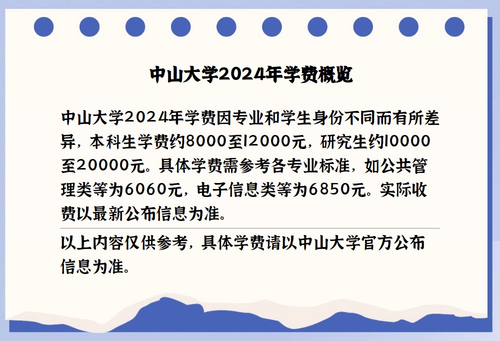 中山大学一年的学费是多少