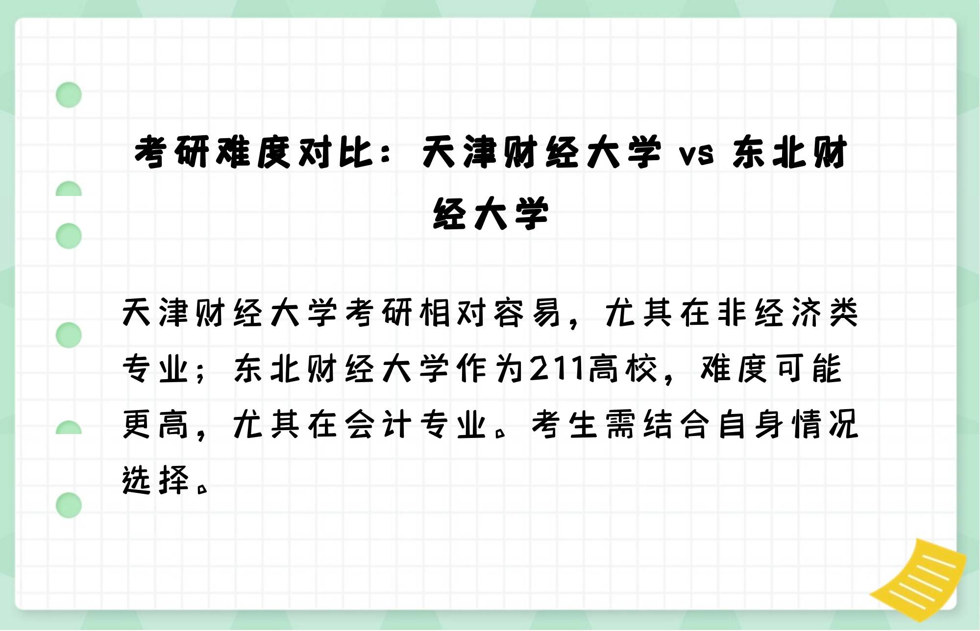 但这并不意味着天津财经大学的考研难度就一定低于东北财经大学,因为