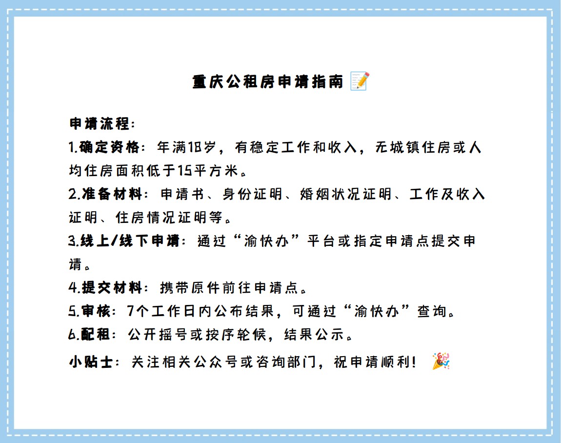 重庆公租房申请流程是怎样的?
