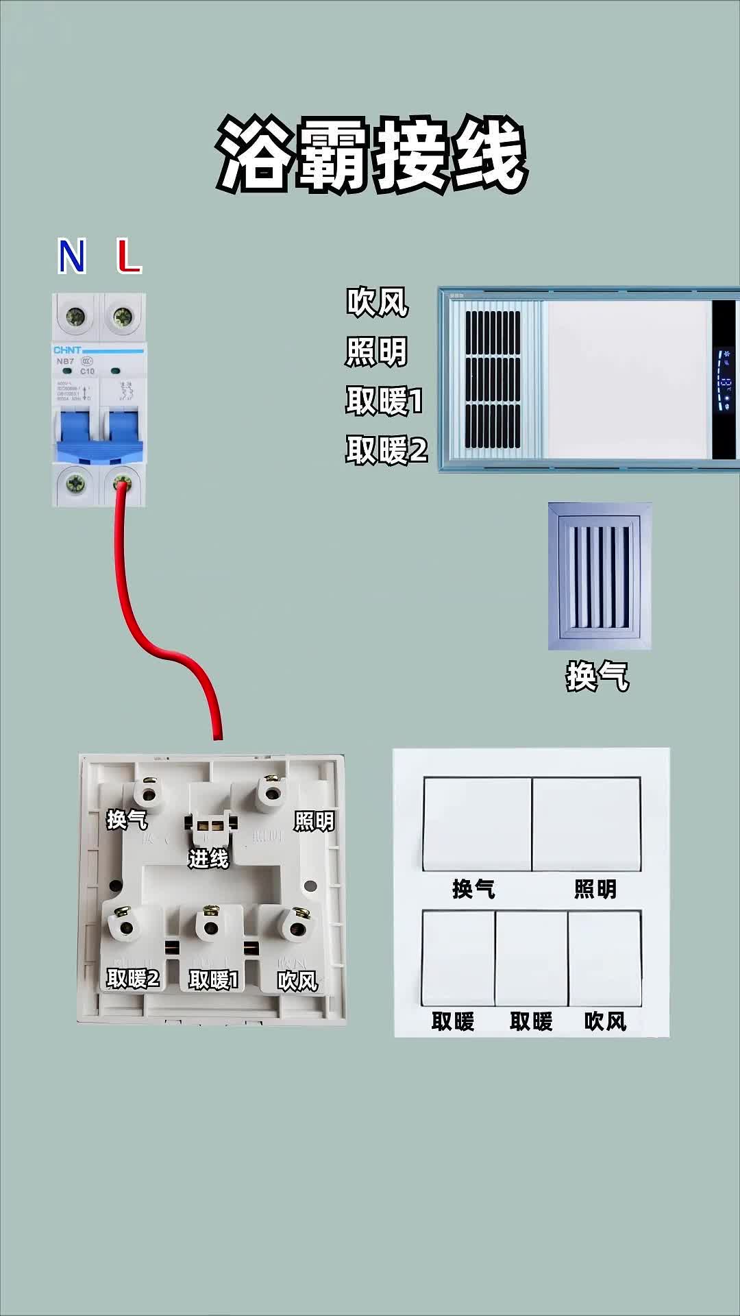 浴霸接线  零基础学电工  电工  电工知识